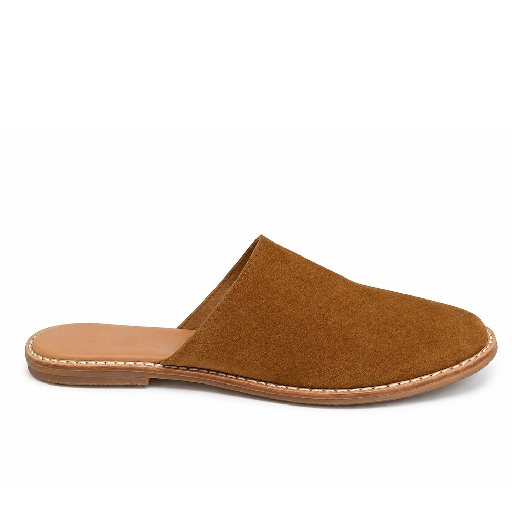 Free People 37‎ US 7 Coronada Mules Suede Tan Slip On Flat Minimalist Boho Chic